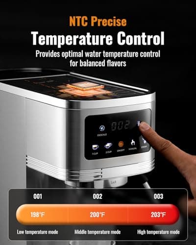 SHARDOR Espresso Machine 20 Bar, Professional Espresso Machine with Milk Frother and Touchscreen, Expresso Coffee Machines with Adjustable Temperature,for Cappuccino, Latte, Stainless Steel, Silver — view 2