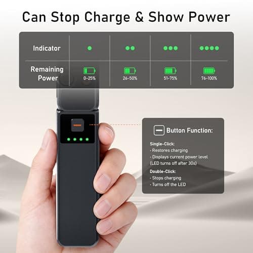 CYNOVA Osmo Pocket 4 Battery Handle for DJI Osmo Pocket 4 Accessories, Pocket 4 Battery Grips Compatible with DJI Pocket 3/Xtra Muse, 5000mAh 22.5W Fast Charging Power and Reserved 1/4”Thread — view 2