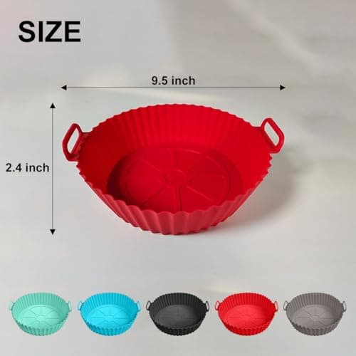 2 Pack 8 Inch Air Fryer Silicone Liners, Reusable Food Grade Air Fryer Liner Baskets, Air Fryer Silicone Mat Accessories Kitchen (Black) — view 2