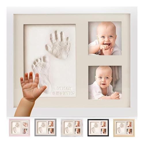Bubzi Co Footprint & Handprint Keepsake Frame, Baby Memory Display, Nursery Decor, Baby Registry Must-Have, New Parent Gift (Fresh White)