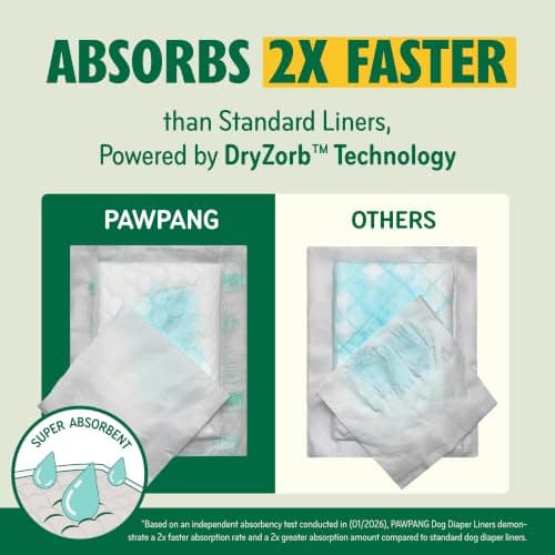PAWPANG Dog Diaper Liners Trial Pack, Absorbent Inserts, 25ct, Small — view 3