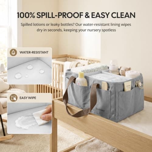 Cochildor Baby Diaper Caddy, Large Nursery Storage & Car Organizer, Gray — view 5