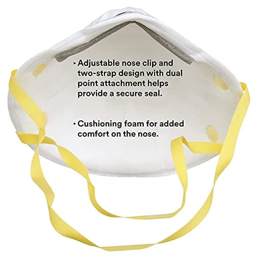 3M 8210 Particulate Respirator, N95, Pack of 20 Disposable Respirators, NIOSH APPROVED, Two-Strap Cup Style Design, Lightweight with Cushioning Nose Foam — view 3