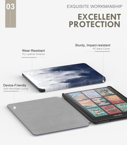 MoKo Case for All-new 7"Kindle Paperwhite 12th Generation 2024&Kindle Colorsoft Signature Edition 2024,Lightweight PU Protective Shell Cover with Auto Wake/Sleep for Kindle Paperwhite 2024,Gray Forest — view 3