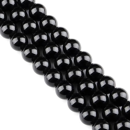 HAAMIIQII 30pcs 12mm Natural Black Onyx Stone Beads Round Loose Gemstone Beads for Jewelry Making Strand 15 Inch — view 2