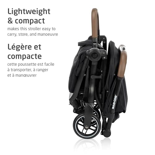 Maxi-Cosi Eva Lightweight Compact Travel Stroller, Infant to Toddler (Up to 48 lb), One-Hand Auto Fold, Full Recline Seat, Puncture-Proof Wheels, Extendable FPS Canopy, Includes Car Seat Adapters, Travel System Compatible — view 3