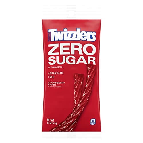 TWIZZLERS Zero Sugar Twists Strawberry Flavored Licorice Style, Chewy Candy Bags, 5 oz (12 Count)