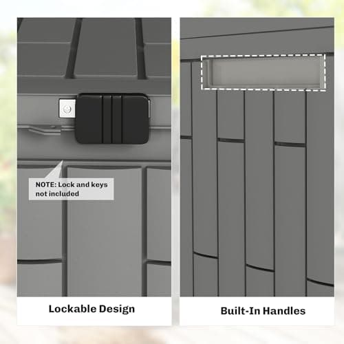 Outsunny 120 Gallon Resin Deck Box, Lockable Outdoor Storage Box with Safe Pneumatic Rods, Splash-Resistant & UV Resistant Patio Storage Container for Garden Tools, Pool Supplies — view 4