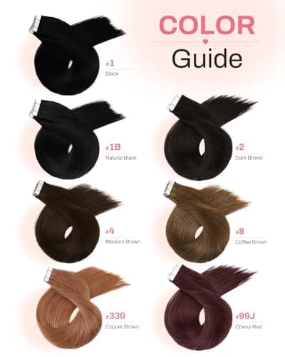 Moresoo Black Tape in Hair Extensions Human Hair 18 Inch Off Black Hair Extensions for Women Remy Skin Weft Human Hair Tape in Extensions #1B to Add length and Volume 20pcs 50G — view 5