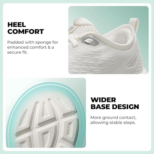 ALLSWIFIT Women's Walking Shoes Running Tennis Sneakers,White,7 — view 6