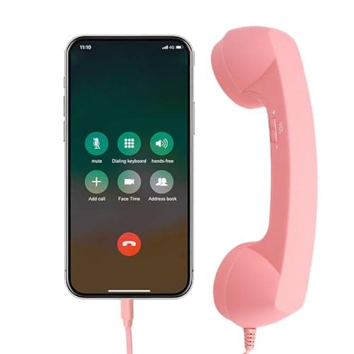 Serounder Vintage Telephone Wired Handset with Volume Control for Stable Calls, Nostalgic Handle for Office Desk Decor Material ABS (Pink)