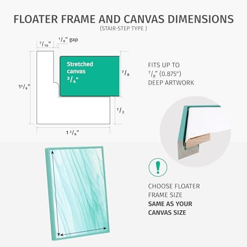 Pixy Canvas Floater Frame 16x20 for 3/4 (0.75) inch Deep Canvas Paintings/Canvas Prints/Wood Canvas Panels/Wall Art/Wall Decor/Home Decor/Artwork (White, 16 x 20 inch, Portrait) — view 3