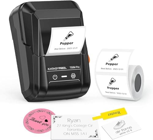 SUPVAN T50M Pro Bluetooth Label Maker Machine with Tape, Wide Waterproof Label, Versatile App with 30 Fonts and 660+ Icons, Inkless Labeler for Home, Kitchen, School, Office Organization, Set 1