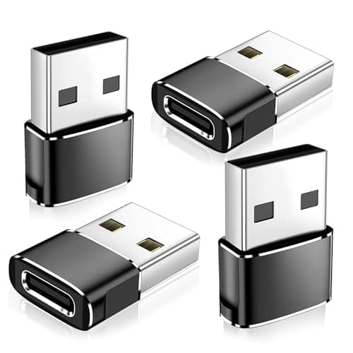 𝟒𝐏𝐚𝐜𝐤 𝐔𝐩𝐠𝐫𝐚𝐝𝐞𝐝 USB to USB C Adapter,Type-C Female to A Male Charger Converter for iPhone 17 Charger,iWatch Ultra SE 9 10 11,iPhone 17 Pro Max 16 15 14,Samsung S25,AirPods,iPad,Car,Xbox