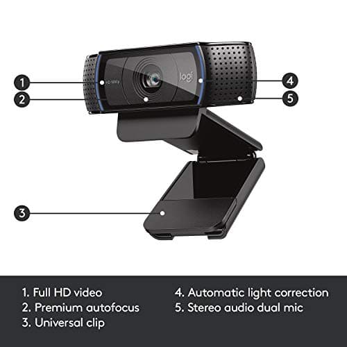 Logitech HD Pro Webcam C920, Widescreen Video Calling and Recording, 1080p Camera, Desktop or Laptop Webcam — view 5