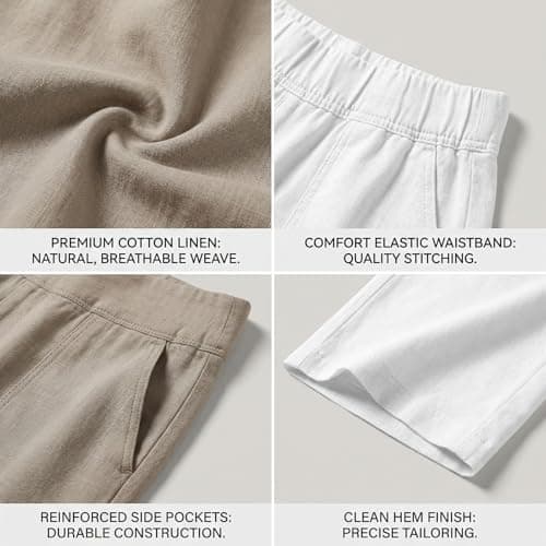 Womens Linen Pants Wide Leg Yoga Pants Women Casual Cotton Linen Palazzo Pant Lounge Beach Vacation Summer Straight Leg Trousers with Pockets Bronze L — view 6