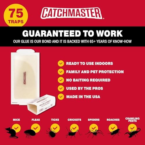 Catchmaster Compact Sticky Insect & Mouse Traps 75-Count, 3.5"x7" Glue Boards for Mice & Insects, Ultra Sticky Mouse Traps Indoor for Home Use in Garages, Basements & Attics, Capture in Tight Places — view 3