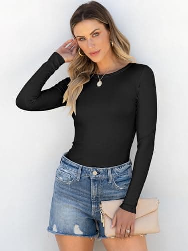 ANRABESS Women Long Sleeve Shirts Rib Knit Slim Fit Tops Basic Tee 2025 Fall Outfits Casual T-Shirt Underscrubs Layer Clothes Black Medium — view 2
