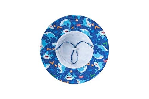 Baby Sun Hat Toddler Bucket Hat Wide Brim Kids Beach Hats UPF 50+ Sun Protective for Boys Girls, Sharks 2, 6-24 Months — view 2