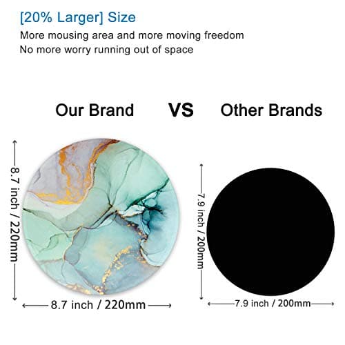 ITNRSIIET Round Mouse Pad with Stitched Edge Premium-Textured Waterproof Non-Slip Rubber Base Desktop Protection Mat Diameter 8.7 inches, Modern Marbling