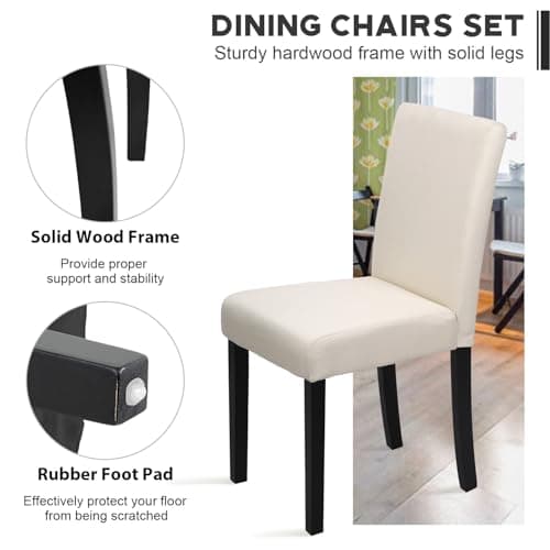 FDW Dining Chairs Set of 4 Elegant Design Modern Fabric Upholstered Dining Chairs — view 5
