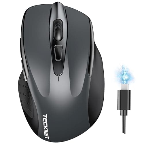 TECKNET Wireless Mouse, BT 5.0/2.4G, Rechargeable 6-DPI Silent, Grey