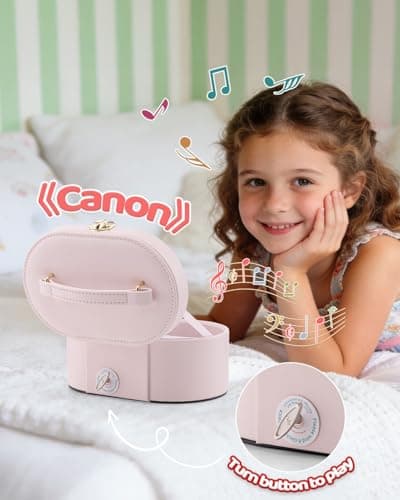 VLANDO Musical Jewelry Box for Girls - Kid Music Box with Ballerina for Birthday Bedroom Decor - Birthday Gift for Girls Ages 4 5 6 7 8-12 Year Old - Pink — view 2