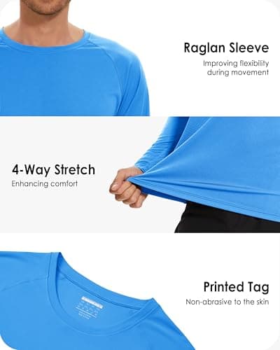 Boladeci Mens Fishing Shirts Long Sleeve Swim Tops UPF 50+ UV Protection SPF Sun Shirts Sunscreen Clothing Summer Rash Guard T-Shirts Azure Blue XS — view 4