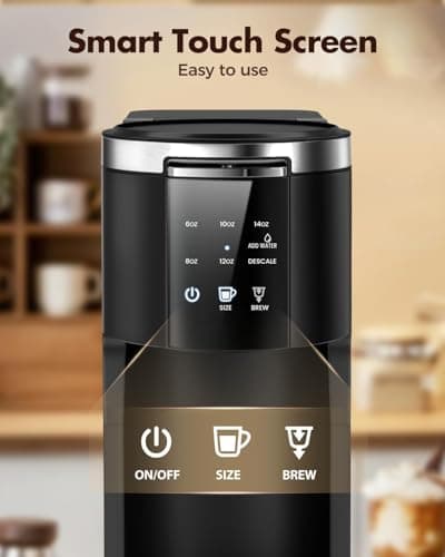 Kismile 14oz Single Serve Coffee Maker, 2 in 1 Pod Drip Coffee Maker Machine for K-Cup & Ground, Brew Sizes, 40oz Removable Water Reservoir, LCD Screen, Self-cleaning Function(Black) — view 3