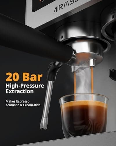 AIRMSEN Espresso Machines with Burr Grinder, 20 Bar, Milk Frother Steam Wand, Stainless Steel Coffee Maker for Home - Cappuccino Latte & ​​Cold Brew​​ Iced Coffee Maker & Americano (Espresso Machine) — view 4