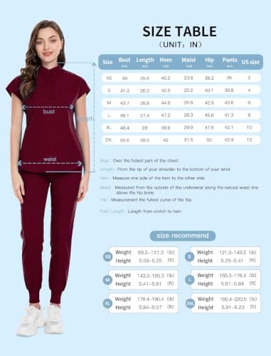 2026 Newest Scrubs Set for Women, 4-Way Stretch Medical Workwear Nurse Uniforms Set Modern Scrub Top & Jogger Pants — view 8