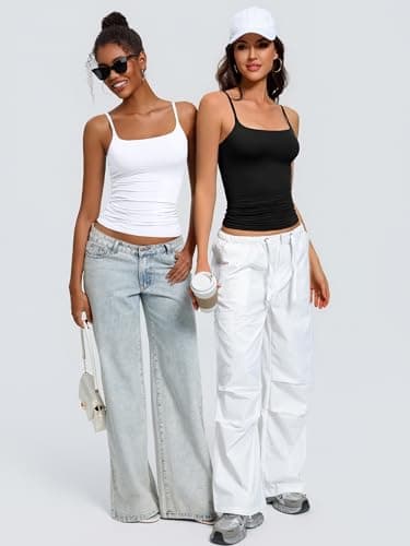 Avidlove Women's Padded Square Neck Tank Tops Summer Double Layer Basic Sleeveless Tank Shirts Built in Bra Black — view 5