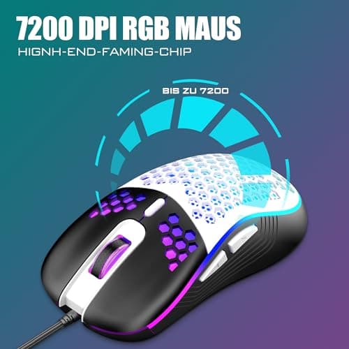 RedThunder 60% Gaming Keyboard and Mouse Combo, Ultra-Compact 61 Keys RGB Backlit Mini Keyboard, Lightweight 7200 DPI Honeycomb Optical Mouse, RGB Wired Gaming Set for PC PS5 Xbox Gamer(WhiteBlack) — view 3