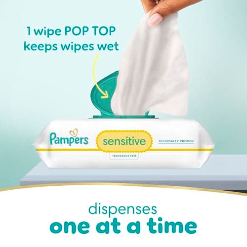 Pampers Baby Wipes Sensitive, Clinically Proven, Fragrance Free, Water Based, Hypoallergenic Baby Wipes, 4X Flip-Top Packs (Count of 336) — view 9