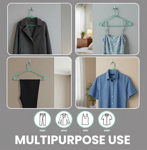 Utopia Home Plastic Hangers 50 Pack - Clothes Hanger with Hooks - Durable & Space Saving (Aqua) — view 3