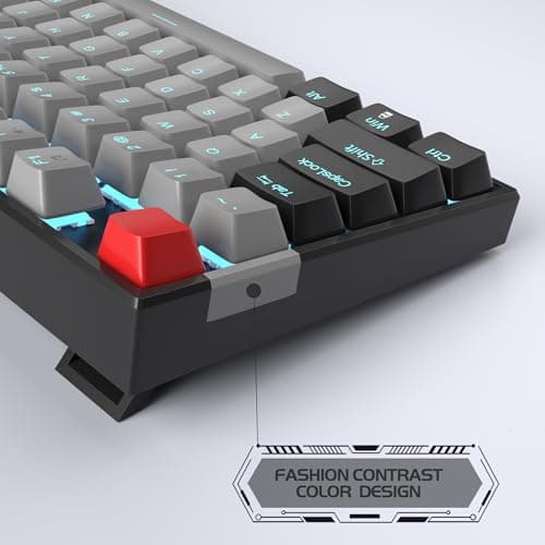 MageGee 75% Mechanical Gaming Keyboard, Blue Switch, LED Backlit, 87 Keys Compact TKL Wired Computer Keyboards for Windows Laptop PC Gamer - Grey/Black — view 5