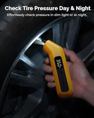 Tire Pressure Gauge Digital 200 PSI, HYVOHEX Tire Gauges for Tire Pressure with AAA Batteries, Visual LED Display Tire Gauge with Backlight, Digital Tire Gauge for Car Truck Motorcycle Bicycle (Grey) — view 3