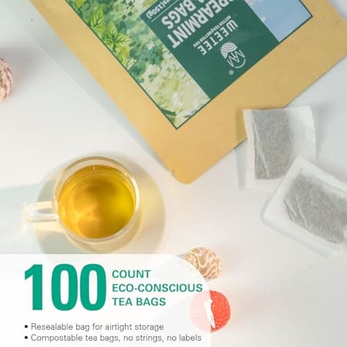WT WEETEE Spearmint Tea Bags, Made with 100% Pure Spearmint Leaf, Natural Caffeine-free Herbal Tea, Refreshing & Smooth Mint Tea — view 4