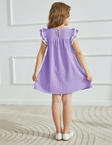 Arshiner Girls Summer Dress Toddler Ruffle Sleeve Dresses Girls Purple Dress Kids Swing Beach Sundress 2t — view 4