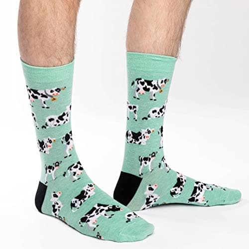Good Luck Sock Men's Cows in a Field Socks, Adult, Shoe Size 7-12