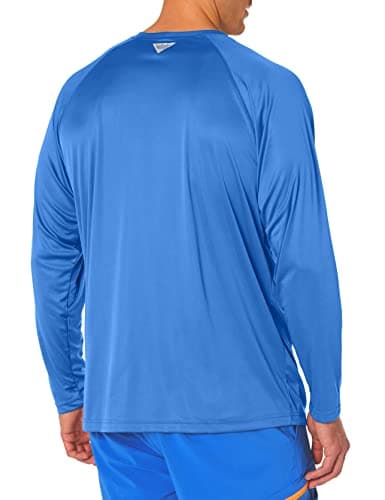 Columbia Men's Terminal Tackle Long Sleeve Shirt, Vivid Blue/Cool Grey Logo, 4X Tall