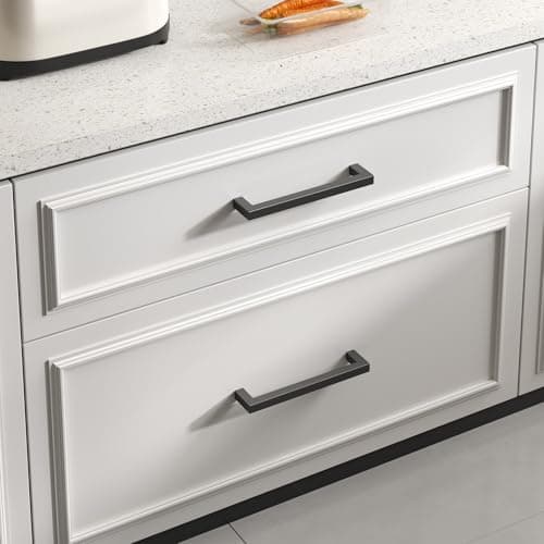 goldenwarm Black Cabinet Handle 5in 10Pack Stainless Steel Square Bar Drawer Handles for Kitchen Cupboard| Poignée Armoire Cuisine Noire 5po Acier Inoxydable Moderne Pour Cuisine Salle de Bain — view 2