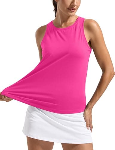 MathCat Women's Loose Fit Workout Tank Top, Racerback Quick Dry Yoga Tennis Shirts, Lightweight Athletic Sleeveless Tops Rose Red — view 2