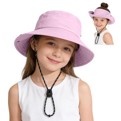 ZOORON Kids UPF 50+ Sun Hat for Boys Girls Wide Brim Lightweight Bucket Hat for Hiking Beach Safari, Quick Dry Adjustable (1pack-Light Purple)