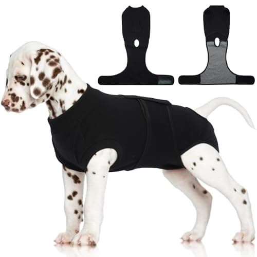 FUAMEY Dog Recovery Suit Male,Dogs Surgery Neuter Suits Puppy Spay Shirts for Female Protect Dog's Skin Anti Licking Abdominal Wounds Doggie Onesie Pet Bodysuit Alternative to Cone Black XS