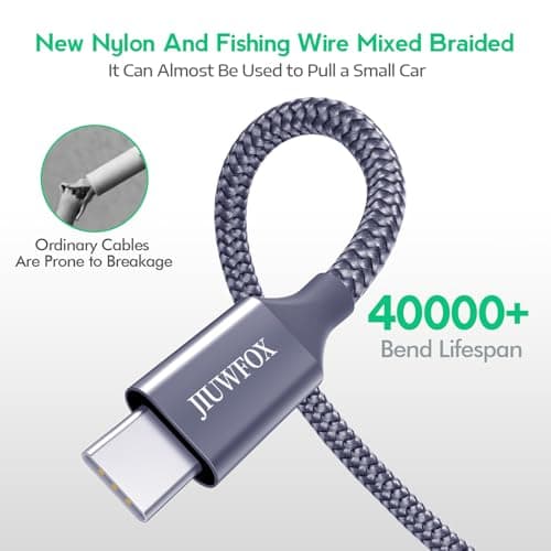 JIUWFOX USB to USB C Cable, (5-Pack, 3/3/6/6/10 ft) Fast Charging Type C Charger Cord for iPhone 17 16 15, Galaxy S25 S24 A17 A16, Pixel 10 9 and More — view 2