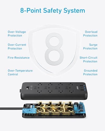 Anker Power Strip with 2100J Surge Protector, Outlet Extender, 20W, 12 AC — view 5