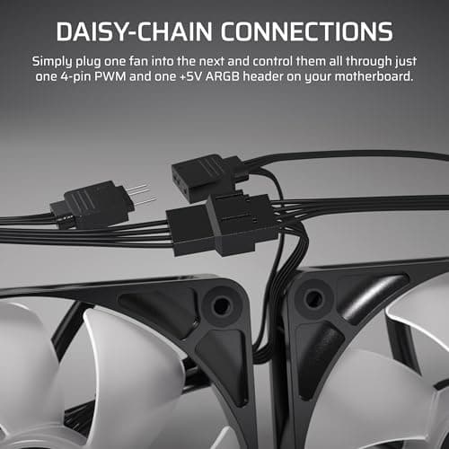 CORSAIR RS120 ARGB 120mm PWM Fan – Daisy-Chain Connection – Low-Noise – Magnetic Dome Bearing – Single Pack – Black — view 4