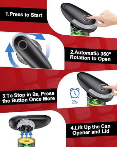 One Touch Electric Can Opener Fits All Can Sizes, Kitchen Gadgets Battery Operated Can Openers for Seniors, Arthritis and Chef — view 4