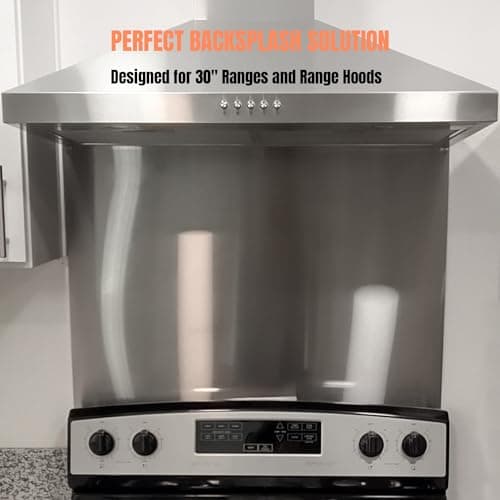 2-Pack 24" By 30" Stainless Steel Stove Backsplash, Reversible Ultra Flat Splatter Guard Range Hood Backsplash, Easy Clean Wall Shield Metal Panel — view 3